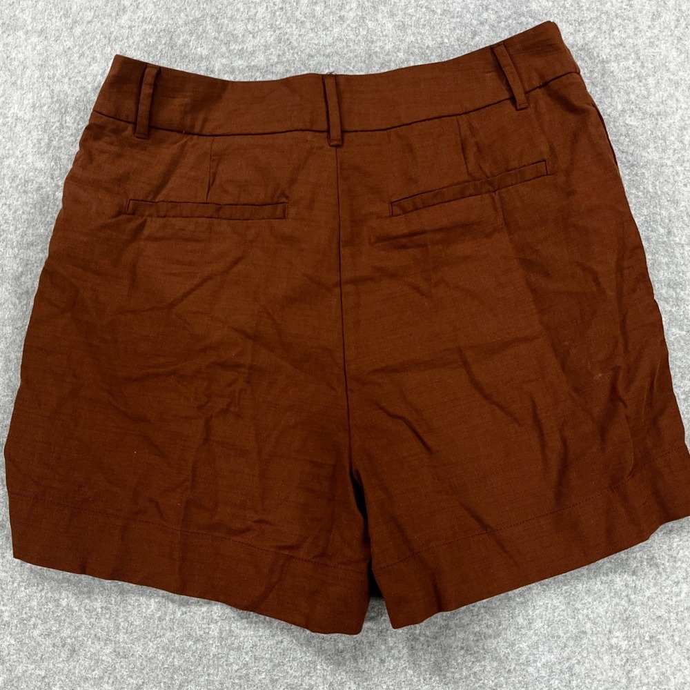 A New Day Women's Size 8 Rust Brown Pleated Linen Blend Shorts - Picture 2 of 8
